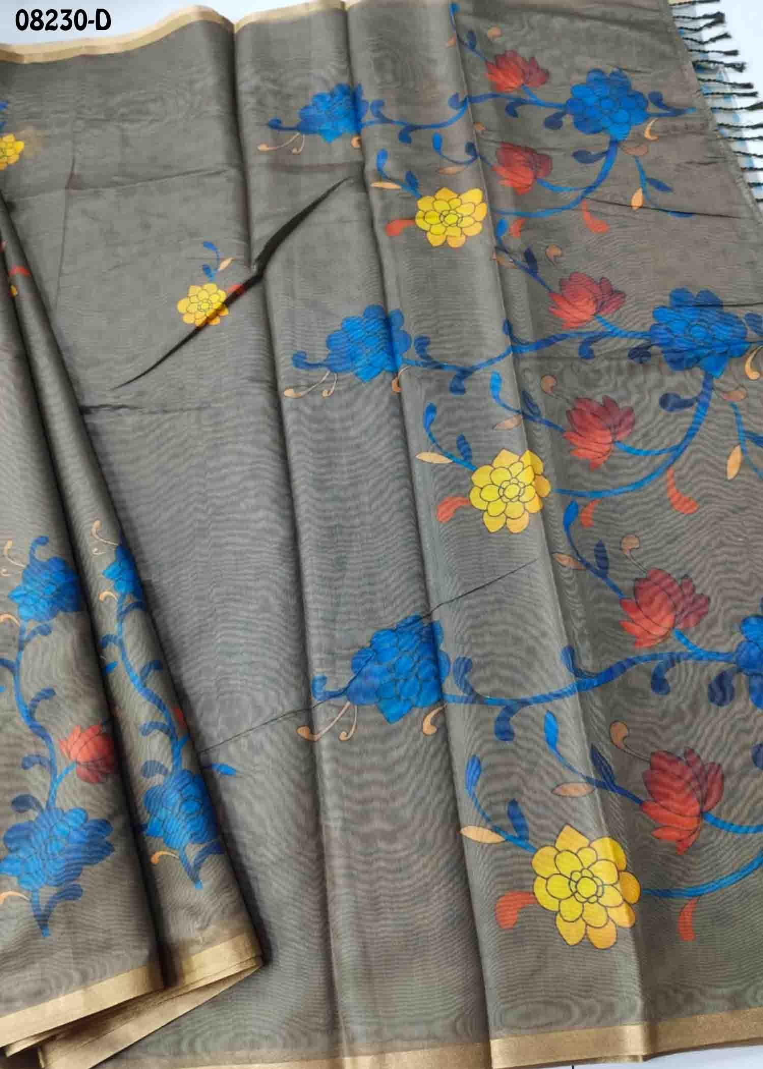 Radhika - 08230-D Grey Color Excellent Fancy Cotton Saree CM1441510 (LR4C)