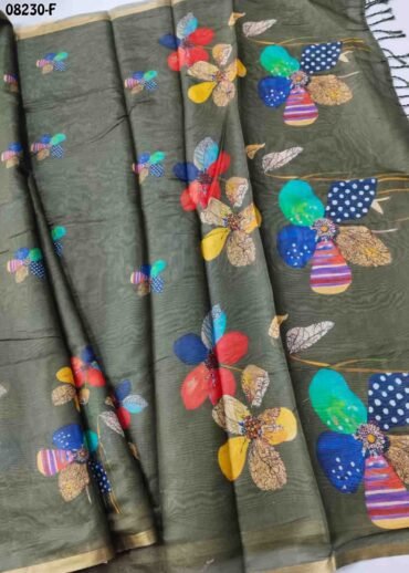 Radhika - 08230-F  army green  Color Excellent Fancy Cotton Saree CM1441510 (LR4C)