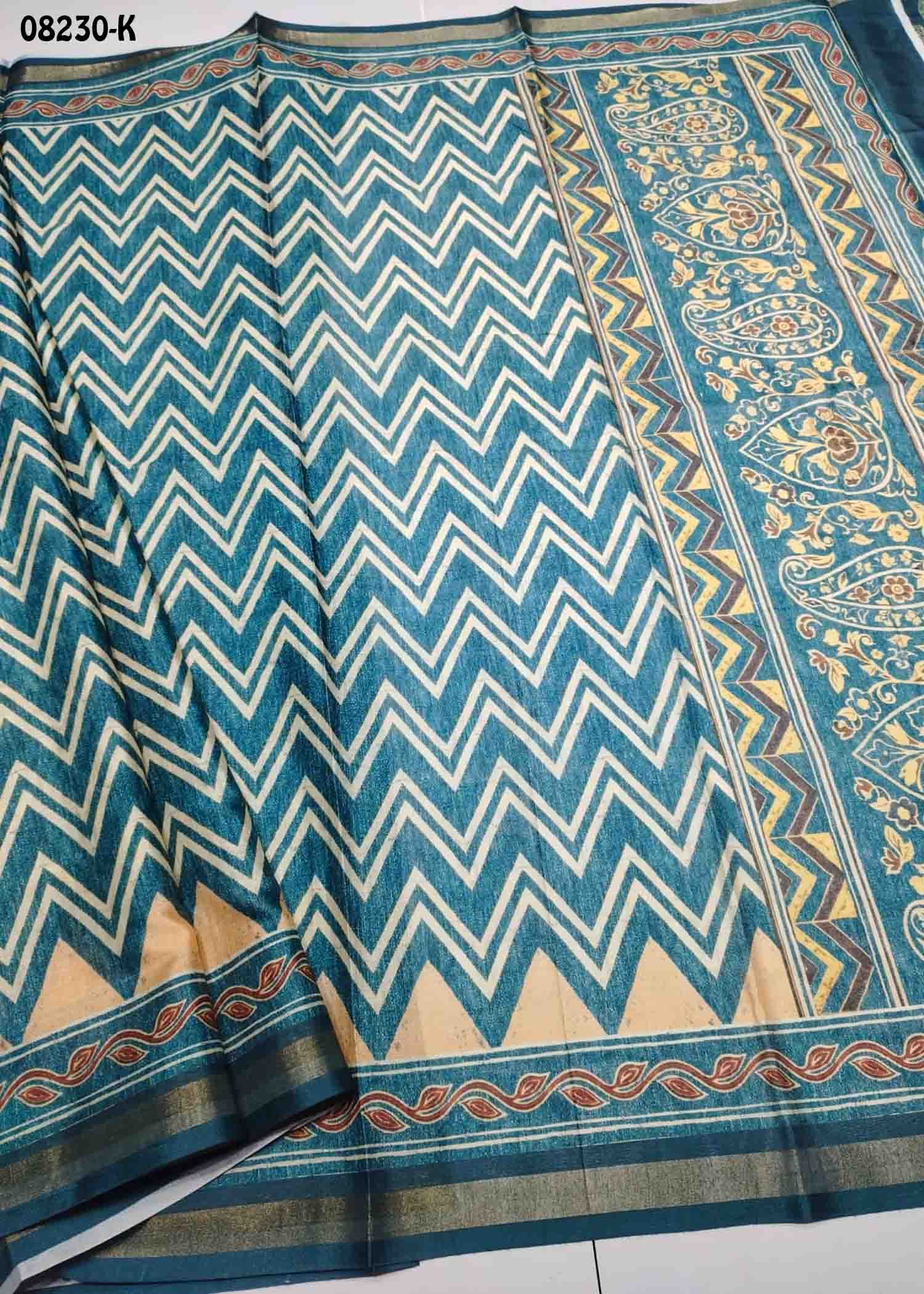 Radhika - 08230-K Peacockblue Color Excellent Fancy Cotton Saree CM1441510 (LR4C)