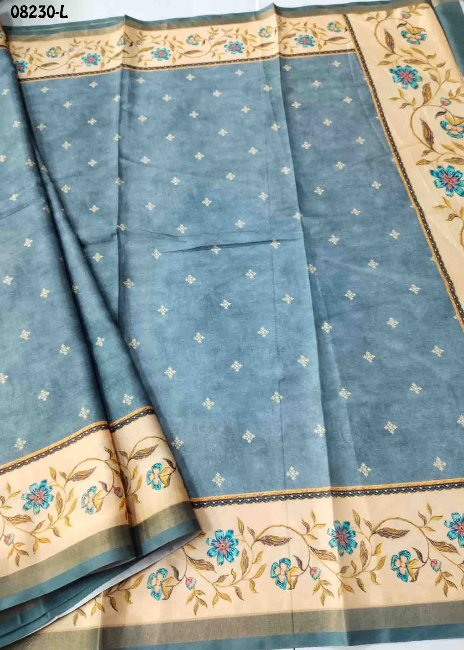 Radhika - 08230-L Steel Blue Color Excellent Fancy Cotton Saree CM1441510 (LR4C)