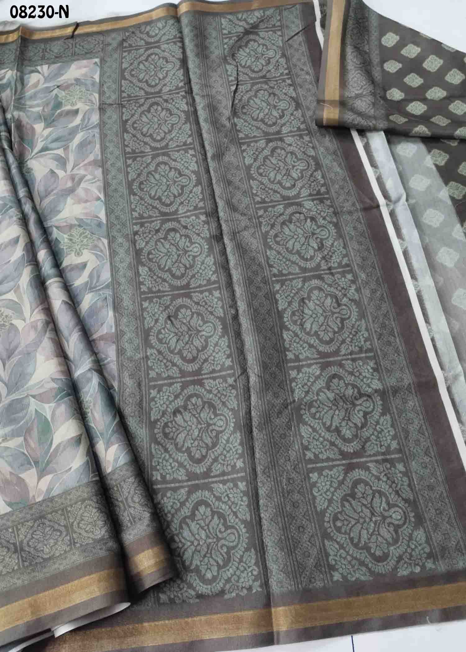 Radhika - 08230-N Grey Color Excellent Fancy Cotton Saree CM1441510 (LR4C)