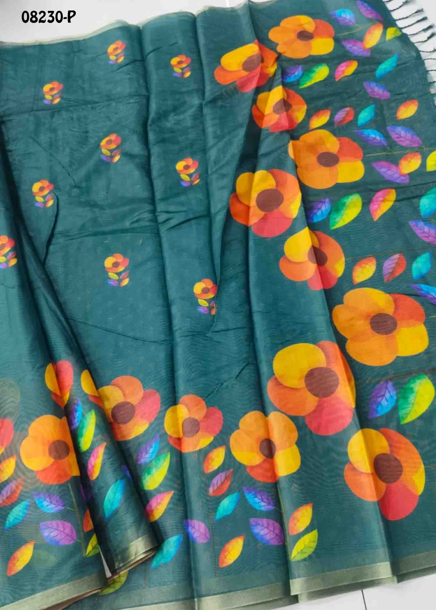 Radhika - 08230-P PeacockBlue Color Excellent Fancy Cotton Saree CM1441510 (LR4C)