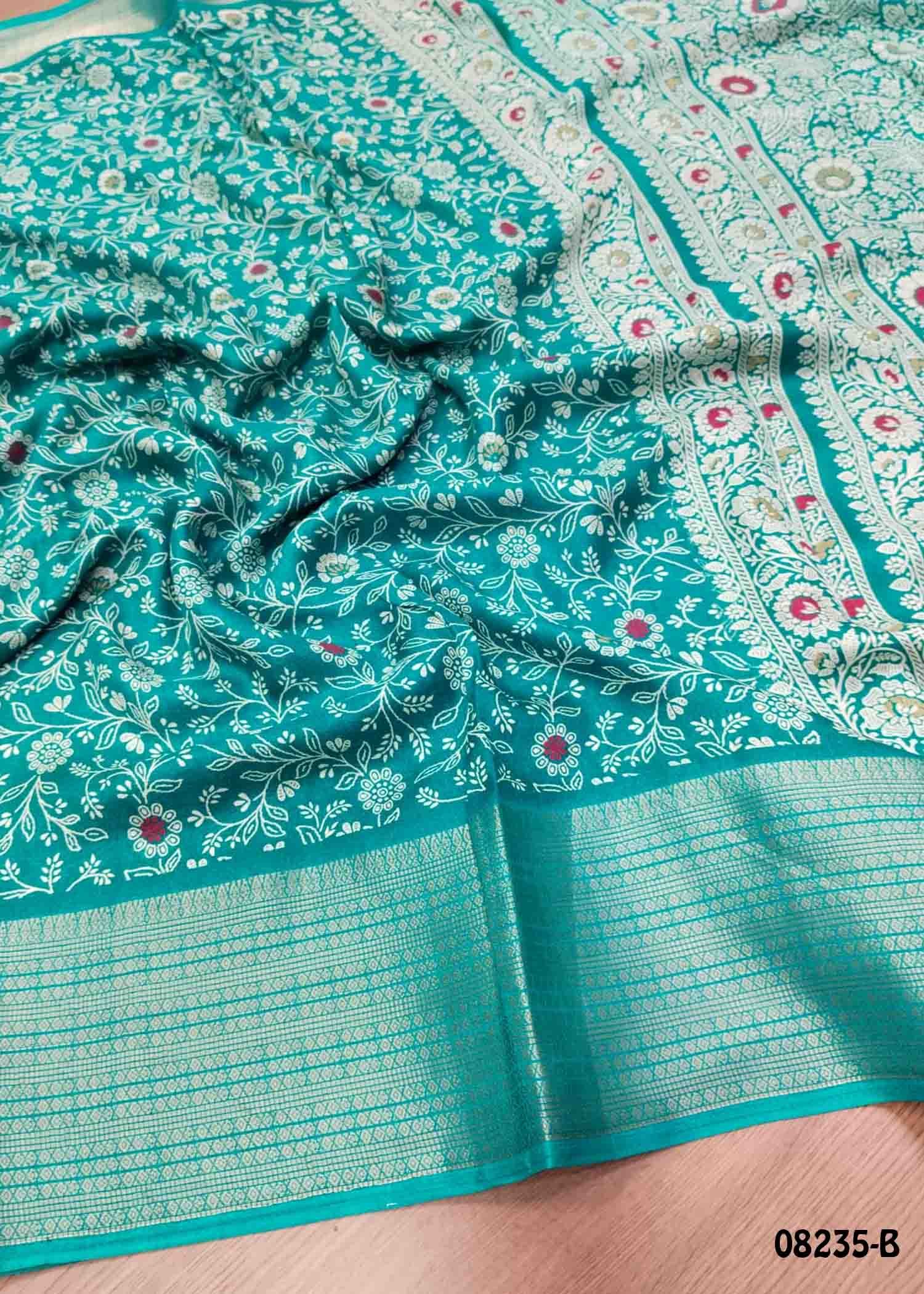 Priyamani - 08235-B Cyan Color Trendy Soft Chiffon Saree CM1435437