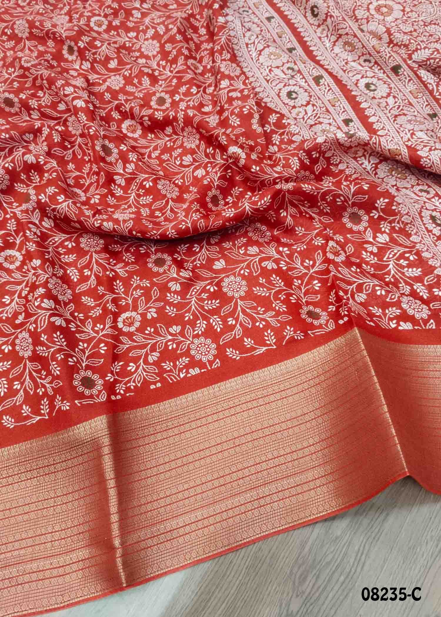 Priyamani - 08235-C Red Color Trendy Soft Chiffon Saree CM1435437