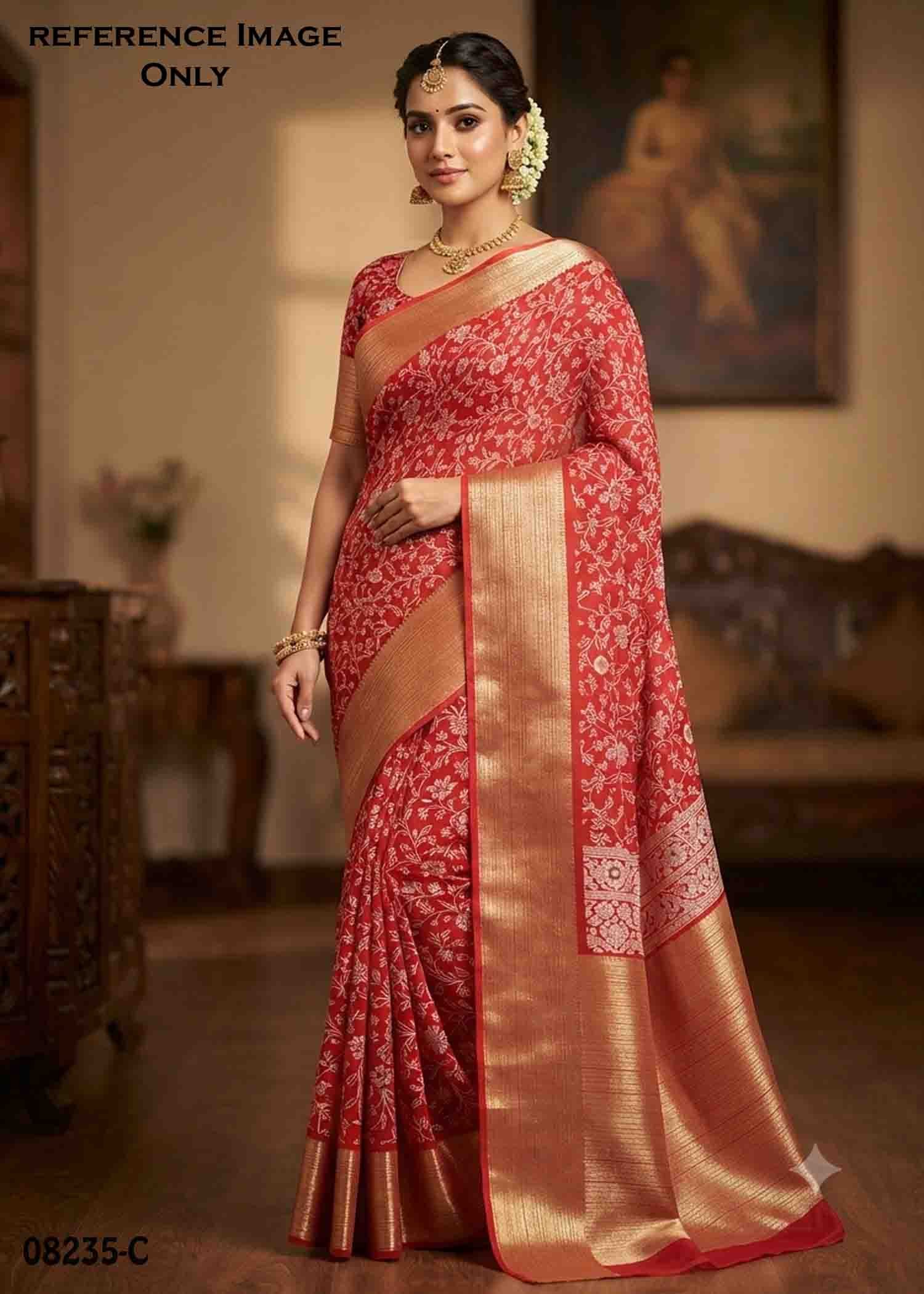 Priyamani - 08235-C Red Color Trendy Soft Chiffon Saree CM1435437