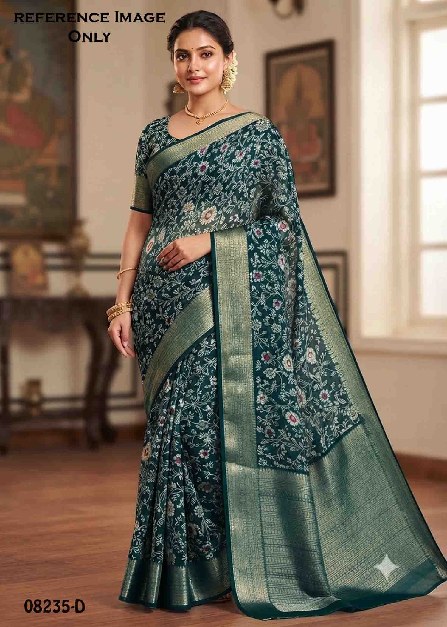 Priyamani - 08235-D PeacockGreen Color Trendy Soft Chiffon Saree CM1435437
