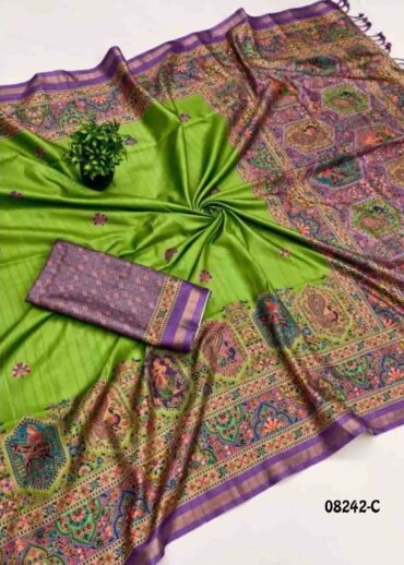 Sunsilk - 08242-C  LeafGreen Color Trendy Fancy Cotton  Saree CM1452335 (RR3D)