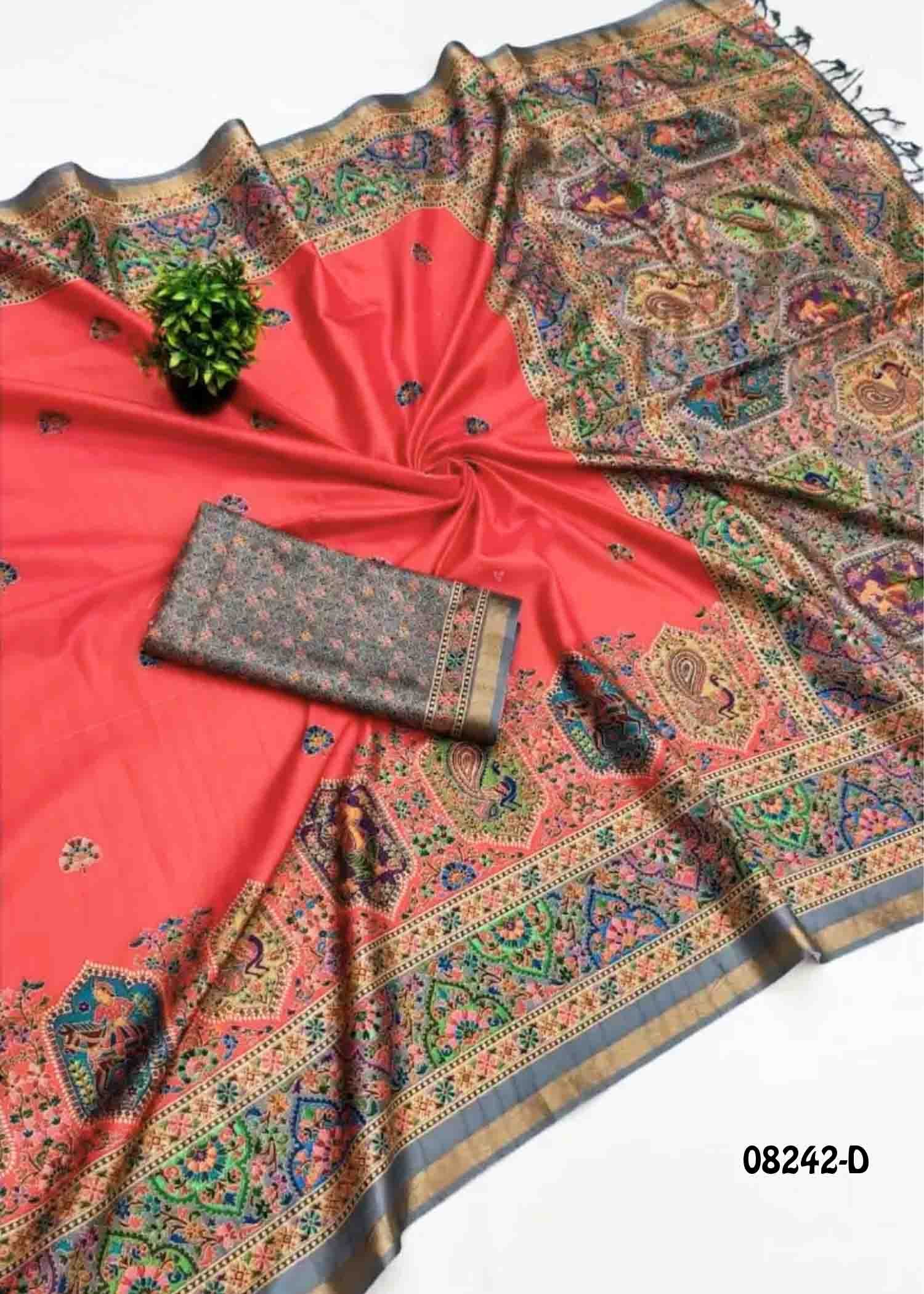 Sunsilk - 08242-D Peach Color Trendy Fancy Cotton Saree CM1452335 (RR3D)