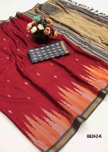 Sunsilk - 08242-K  Red Color Trendy Fancy Cotton  Saree CM1452335 (RR3D)