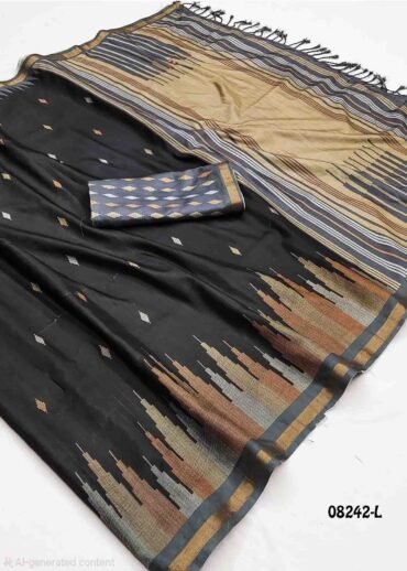 Sunsilk - 08242-L  Black Color Trendy Fancy Cotton  Saree CM1452335 (RR3D)