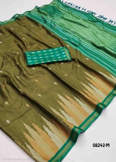 Sunsilk - 08242-M  Olivegreen Color Trendy Fancy Cotton  Saree CM1452335 (RR3D)