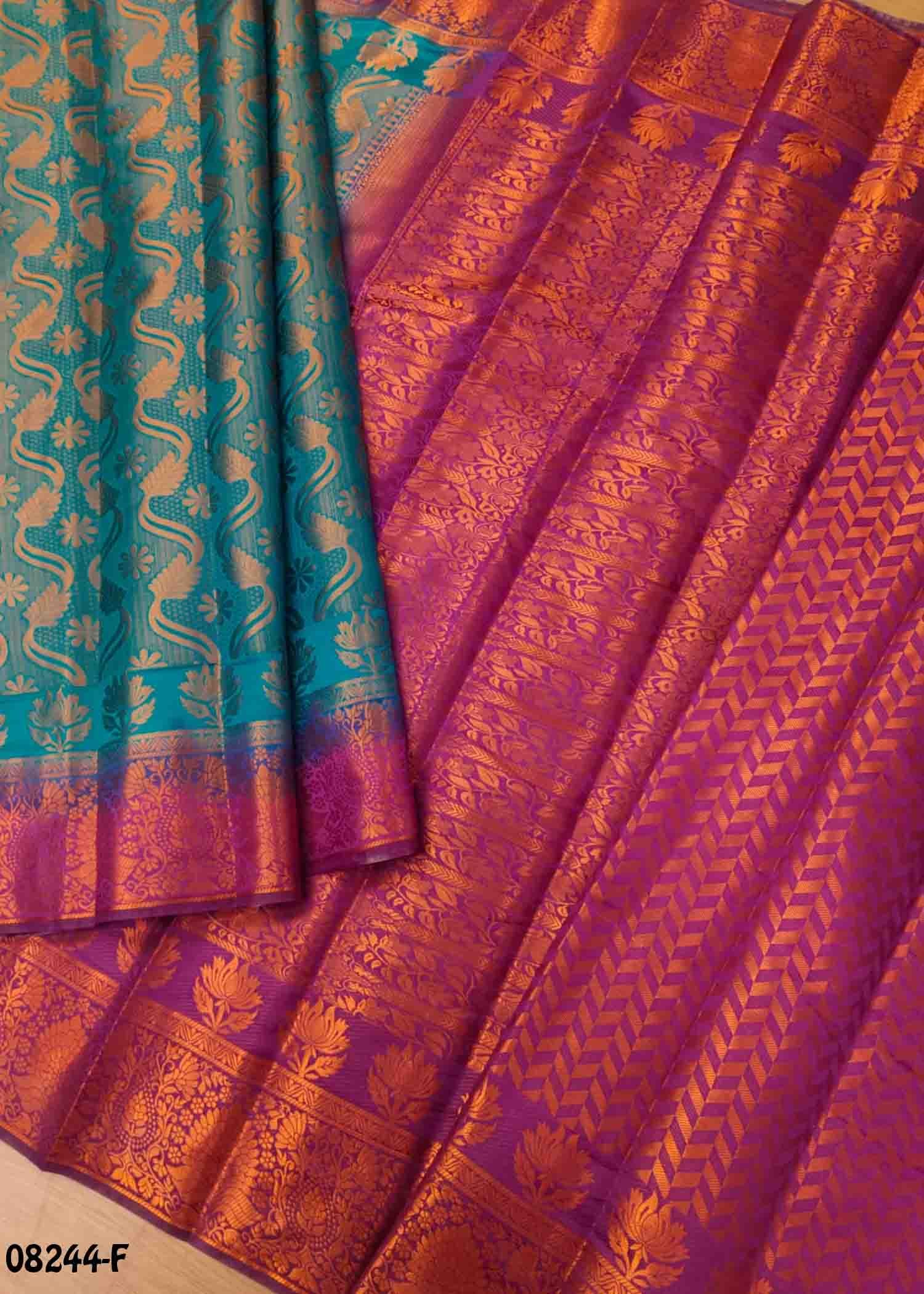 Avanthika 08244-F PeacockGreen Color Trendy Raw Silk Saree CM1449894(RR3D)