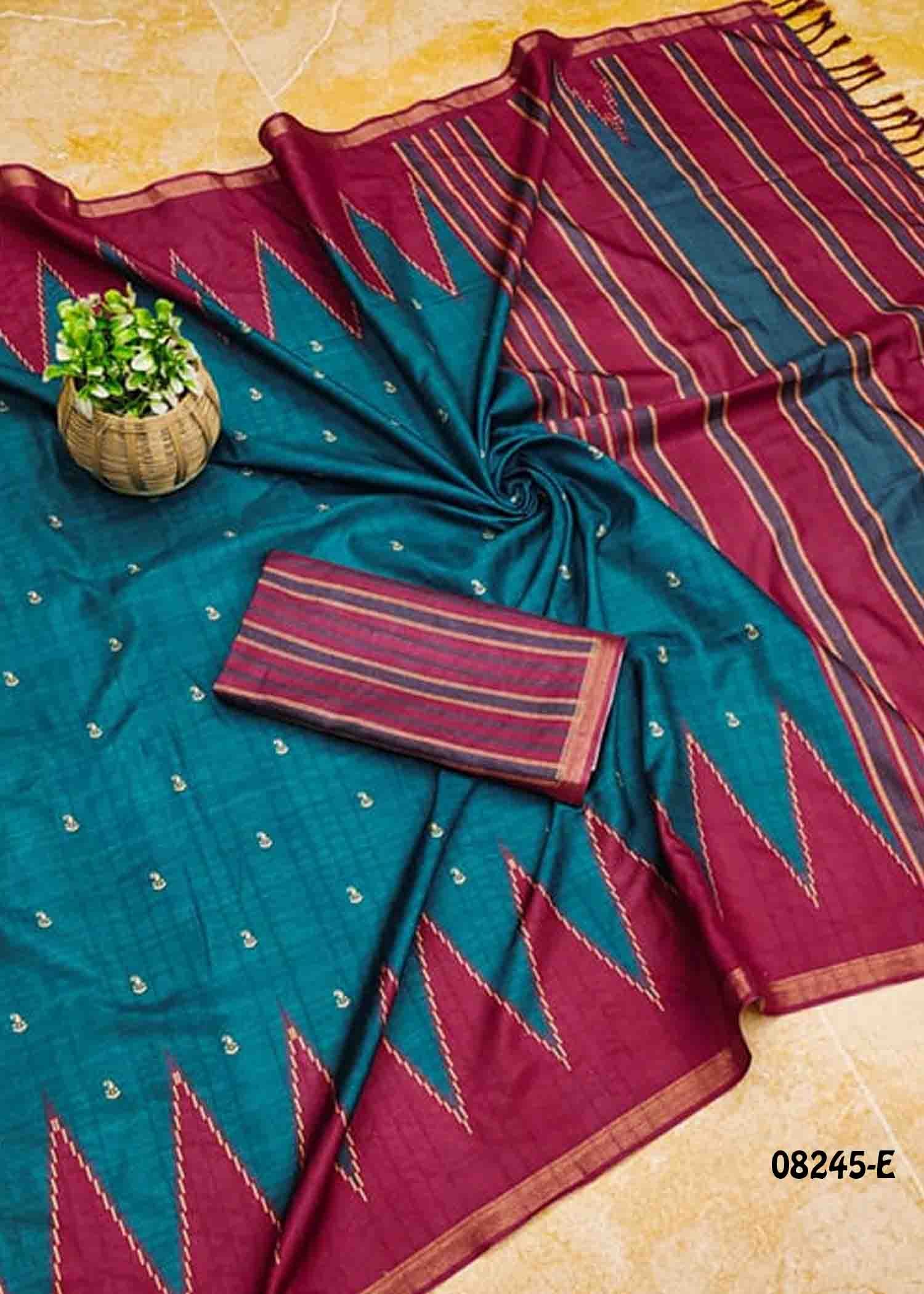 Medimix 08245-E Peacockblue Color Trendy Fancy Cotton Saree CM1452335 (RR3D)