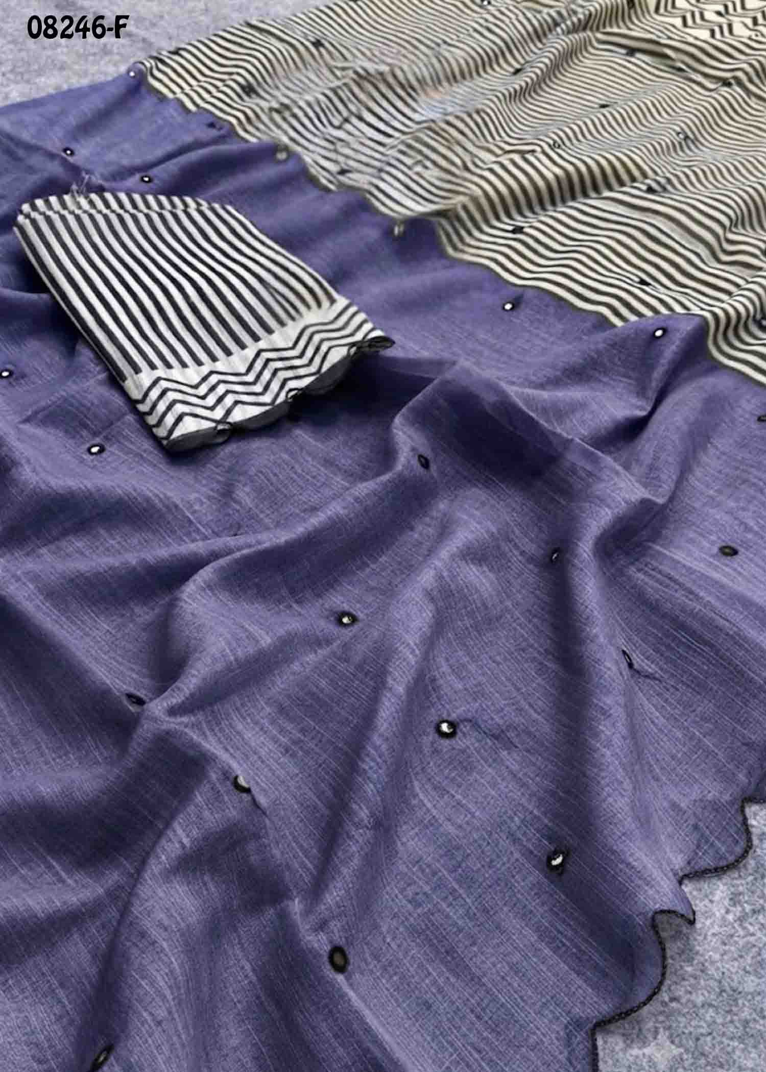 Samiksha 08246-F Lavander Color Trendy Linen Cotton Saree CM1445881 (RR3C)