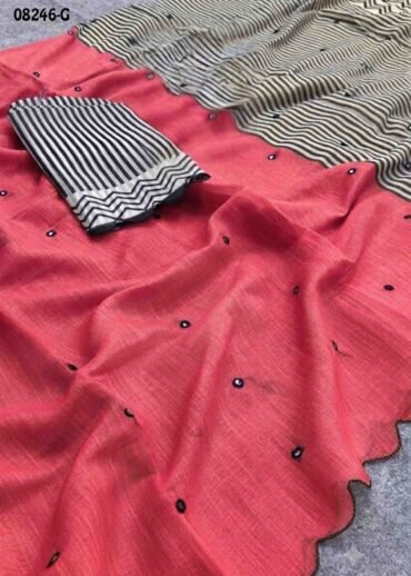 Samiksha  08246-G  Pink Color Trendy  Linen  Cotton  Saree CM1445881 (RR3C)