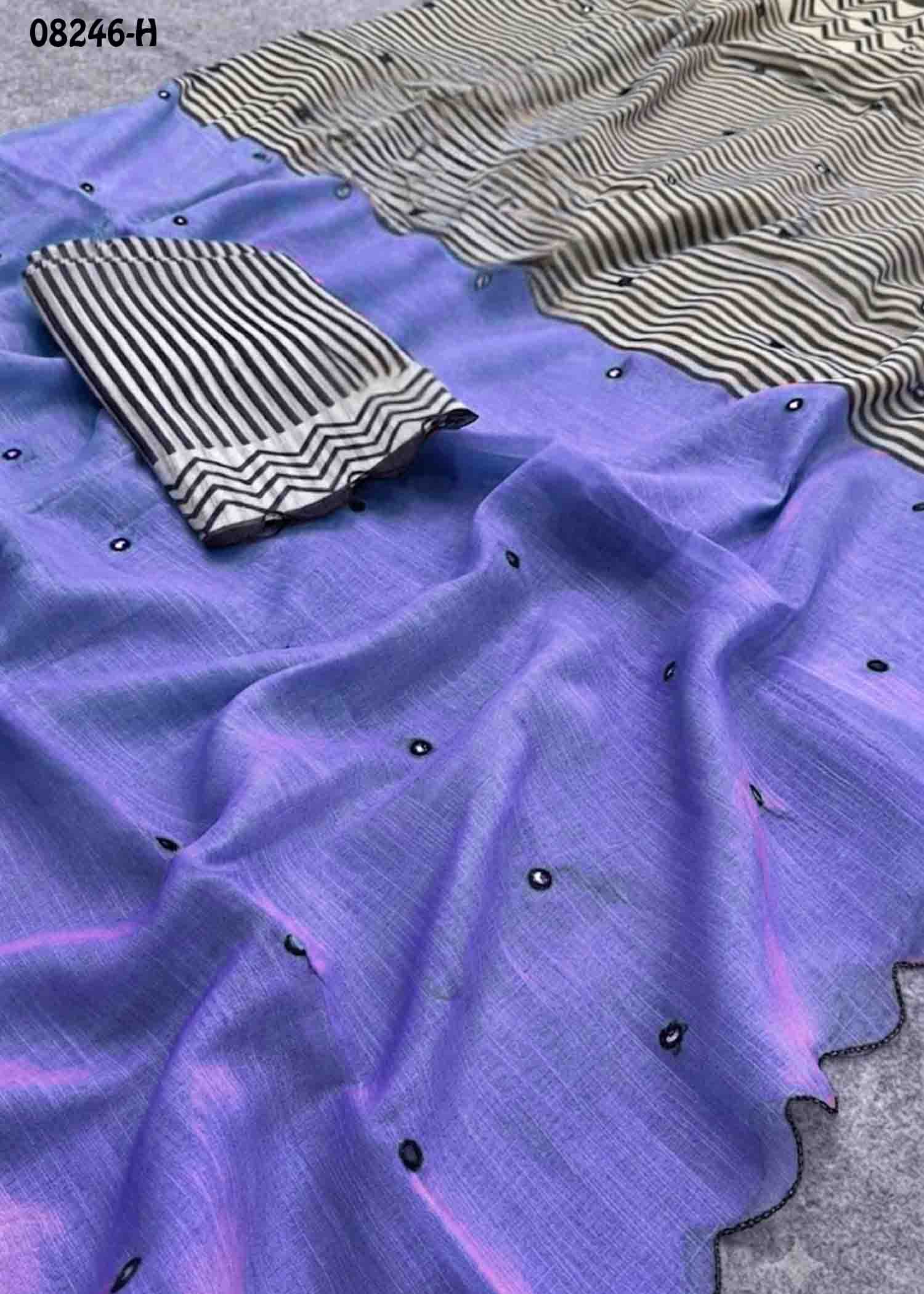 Samiksha 08246-H CristalPurple Color Trendy Linen Cotton Saree CM1445881 (RR3C)