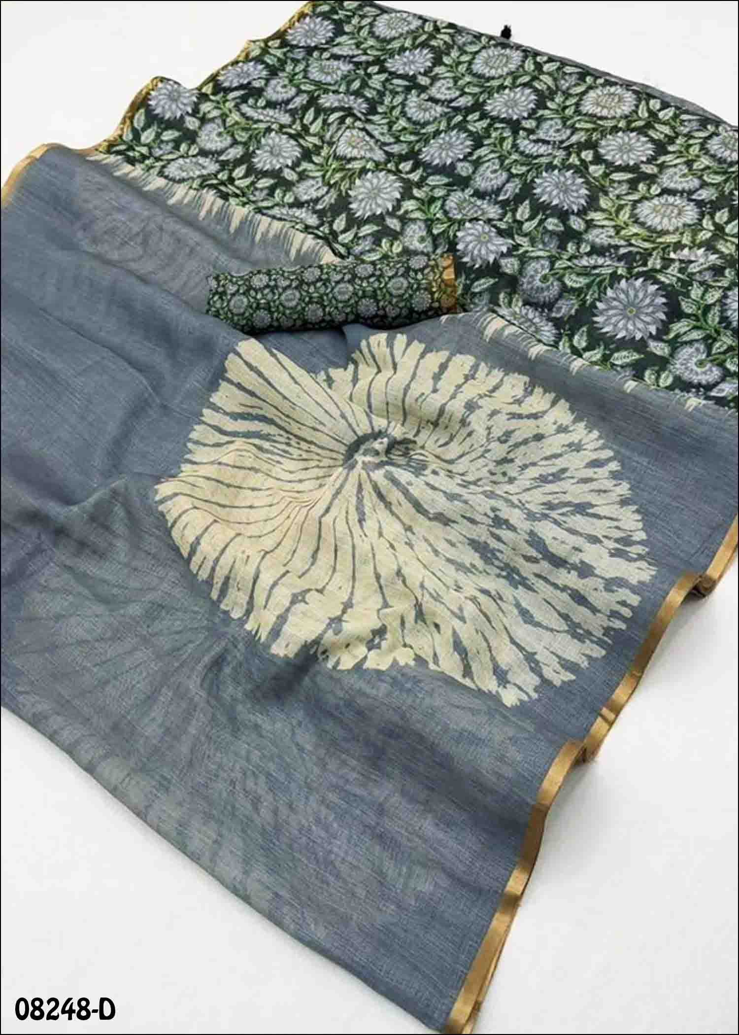 Harini- 08248-D Grey Color Trendy Linen Cotton Saree CM1443577 (RR3D)