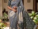 Harini-  08248-D  Grey Color Trendy Linen Cotton  Saree CM1443577 (RR3D)