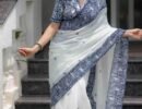 Magathy-  08250-B  Halfwhite Color Trendy Linen Cotton  Saree CM1451276 (RR3D)