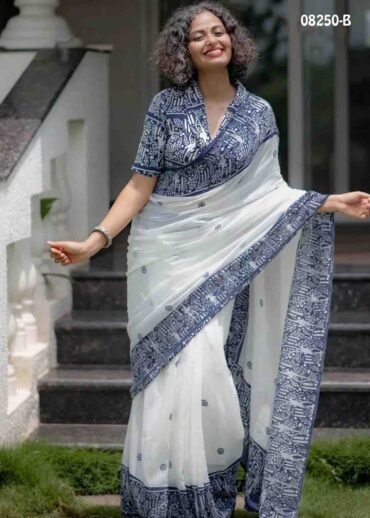 Magathy-  08250-B  Halfwhite Color Trendy Linen Cotton  Saree CM1451276 (RR3D)