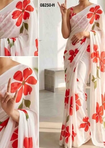 Magathy-  08250-H  Halfwhite Color Trendy Linen Cotton  Saree CM1451276 (RR3D)