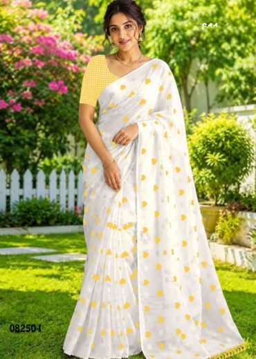 Magathy-  08250-I  Halfwhite Color Trendy Linen Cotton  Saree CM1451276 (RR3D)