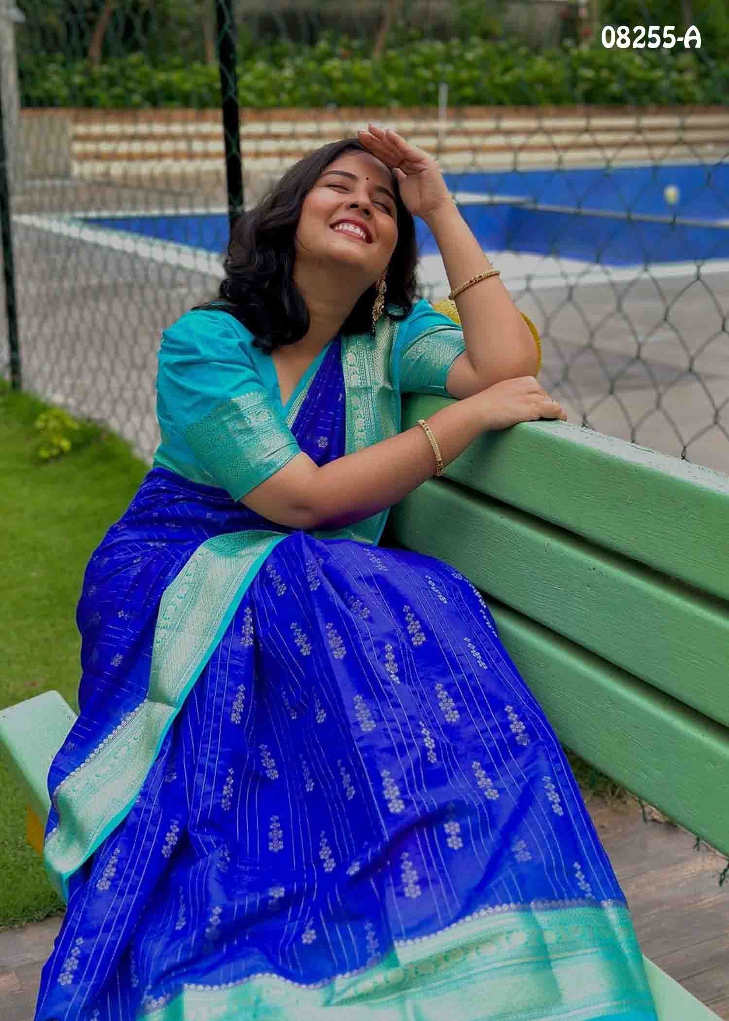 Shruthy- 08255-A Inkblue Color Trendy Fancy Cotton Saree CM1458829 (RR3B)