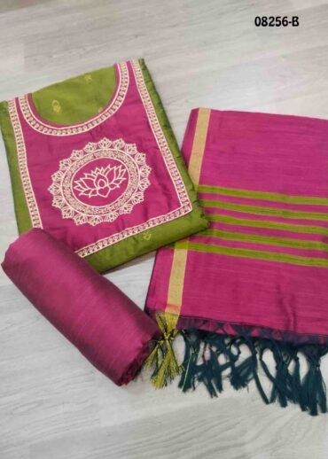 Thosika - 08256-B OliveGreen Color Treaditional South Silk Salwar Material CM1458901 (RR3A)