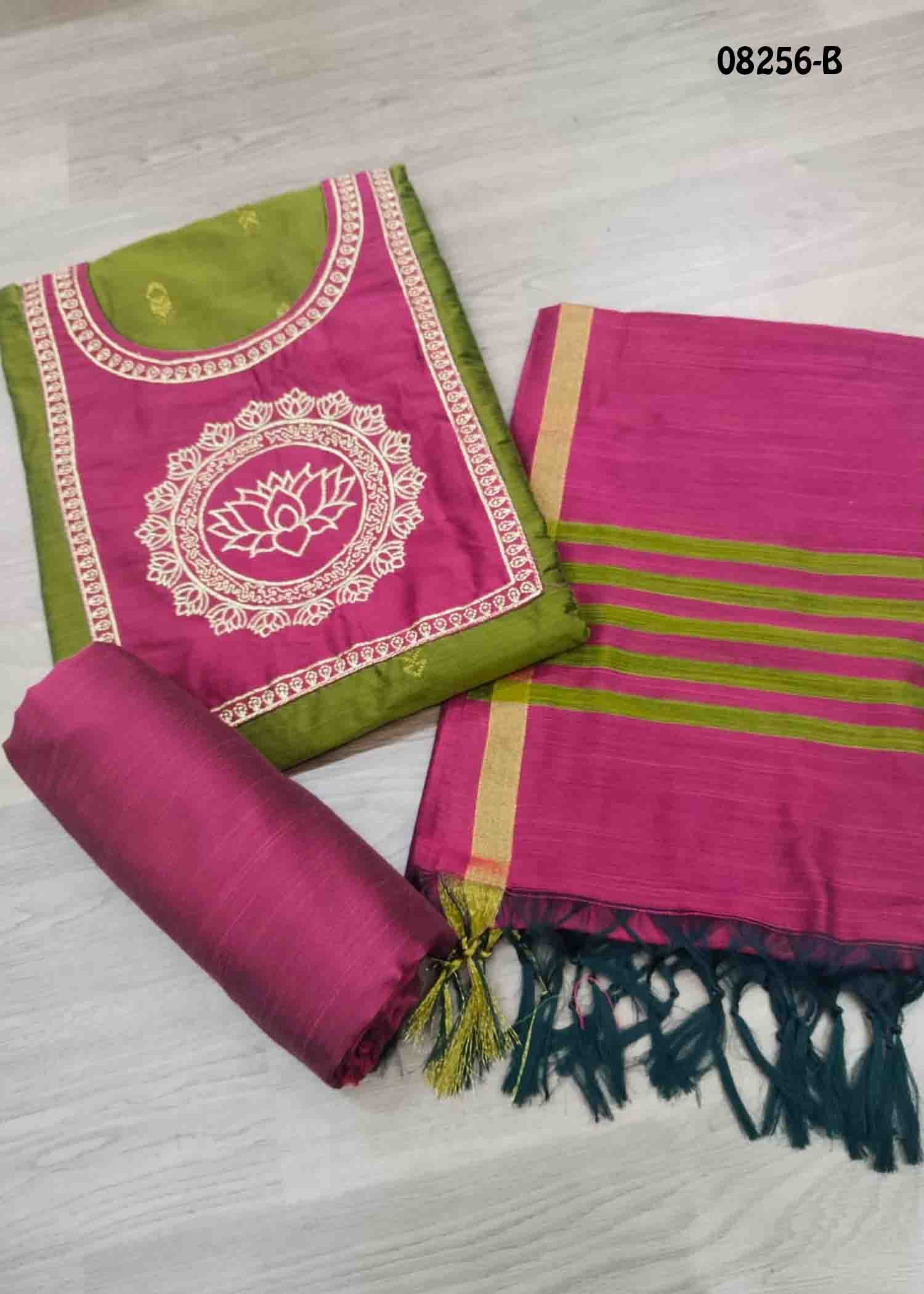 Thosika - 08256-B OliveGreen Color Treaditional South Silk Salwar Material CM1458901 (RR3A)