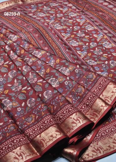 Nandhini-  08259-A  Maroon  Color Trendy Fancy Cotton  Saree CM1443612 (RR3B)