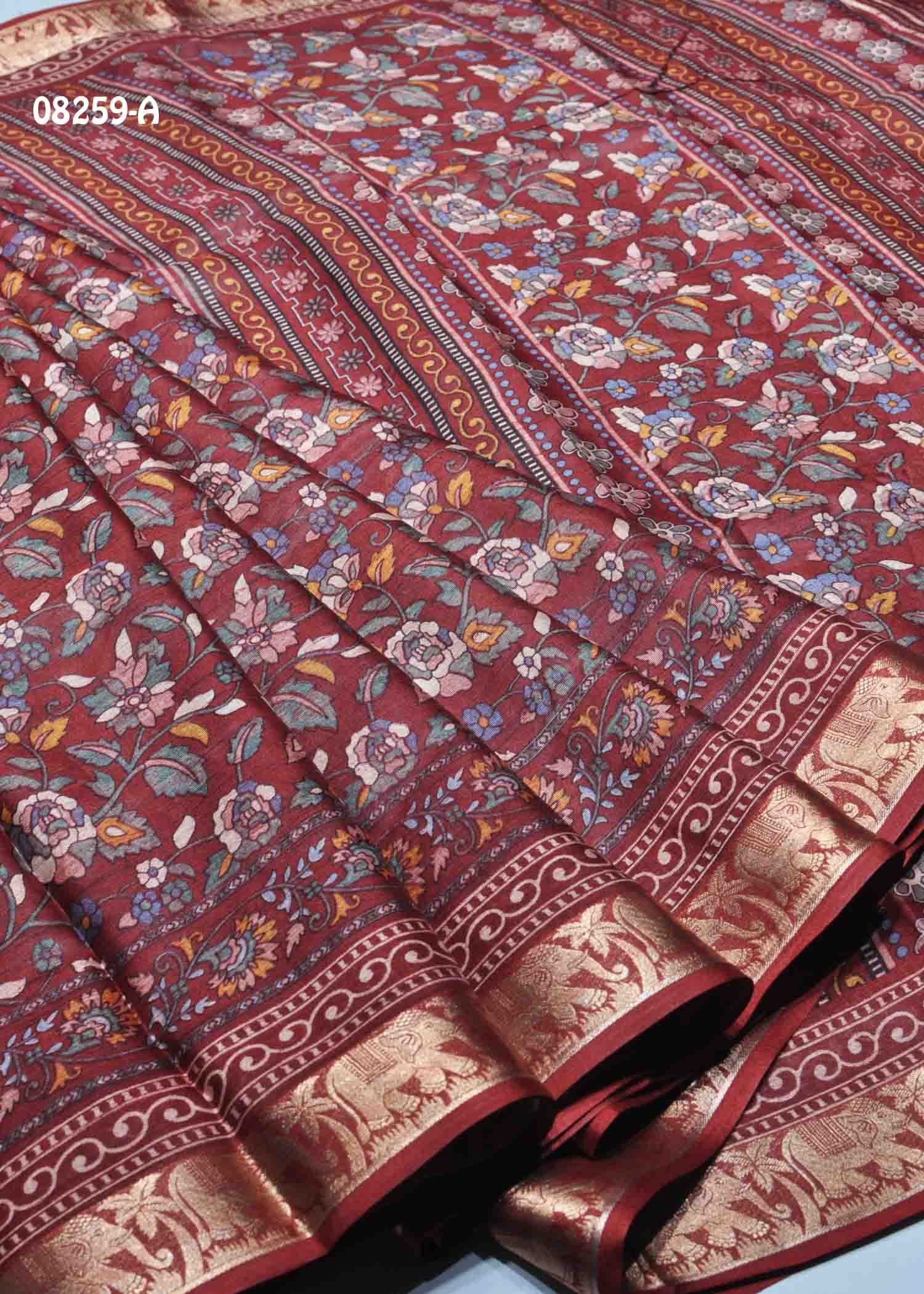 Nandhini- 08259-A Maroon Color Trendy Fancy Cotton Saree CM1443612 (RR3B)