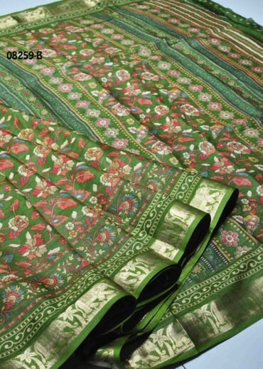 Nandhini-  08259-B  Green  Color Trendy Fancy Cotton  Saree CM1448244 (RR3B)