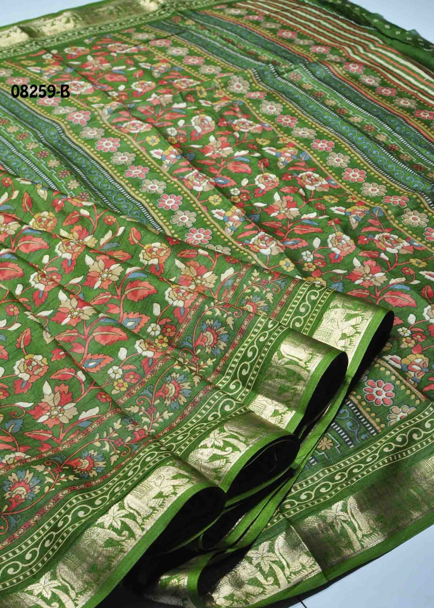 Nandhini- 08259-B Green Color Trendy Fancy Cotton Saree CM1448244 (RR3B)