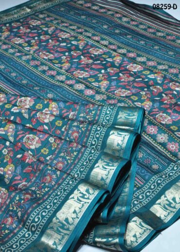 Nandhini-  08259-D  Cyan  Color Trendy Fancy Cotton  Saree CM1448244 (RR3B)