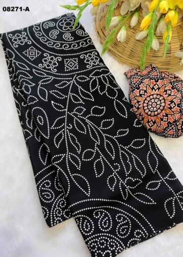 Rashmika - 08271-A  Black  Color Ajrakh Print Chinon Crepe Silk Saree CM1459903 (RR4C)