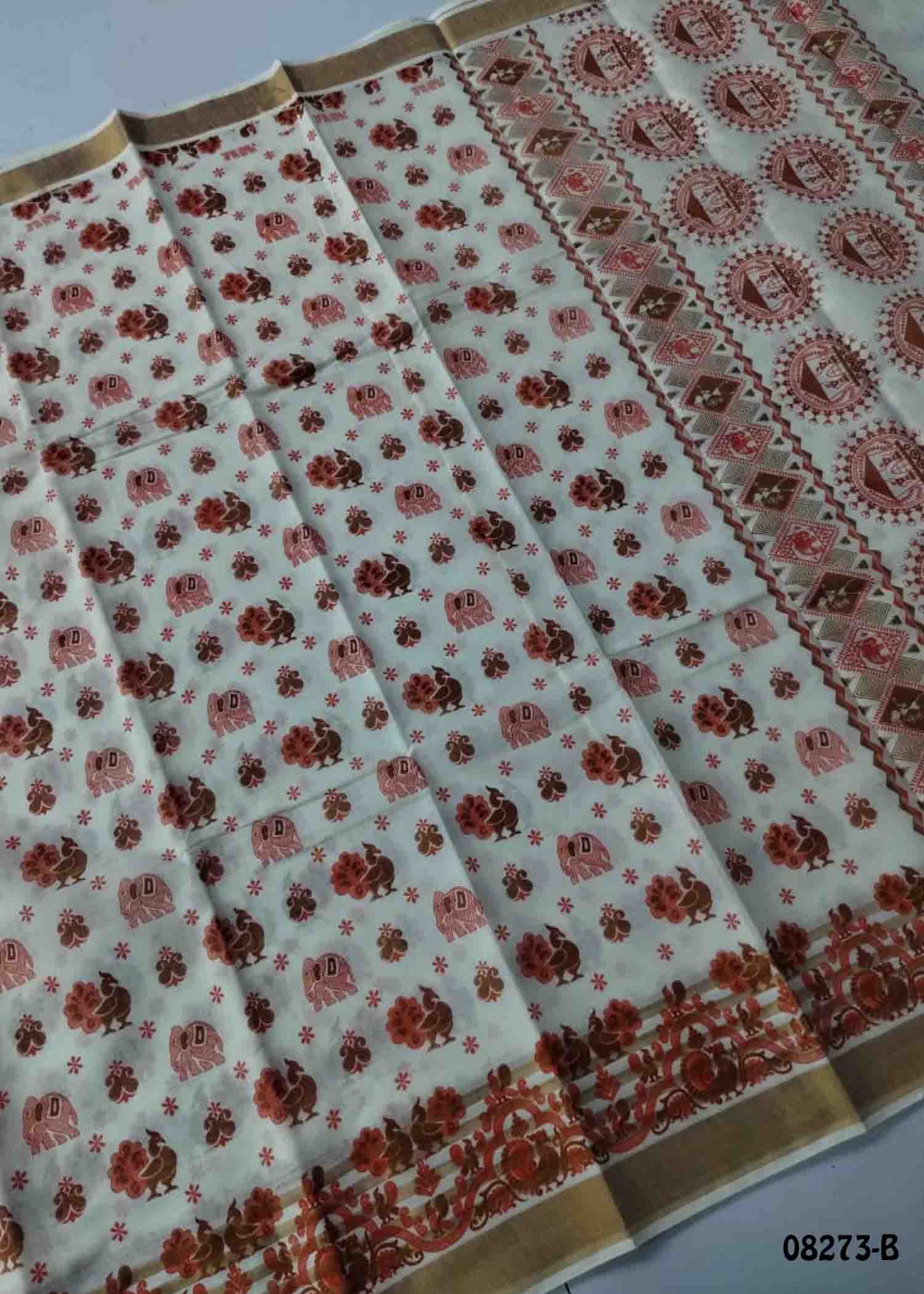 Kowsalya-08273-B Halfwhite Color Poly Cotton Saree CM1455627 (RR3C)