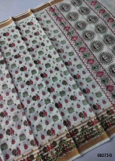 Kowsalya-08273-D  Halfwhite  Color Poly Cotton Saree CM1455627 (RR3C)