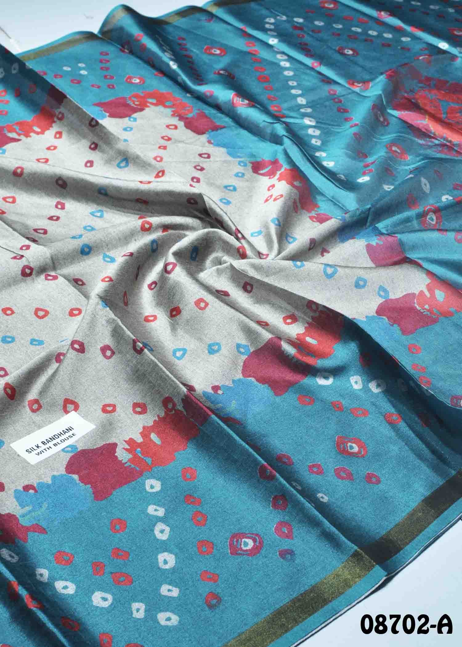 Anandhi - 08702-A Grey With Cyan Color Excellent Fancy Cotton Saree CM1448211 (LR2B)