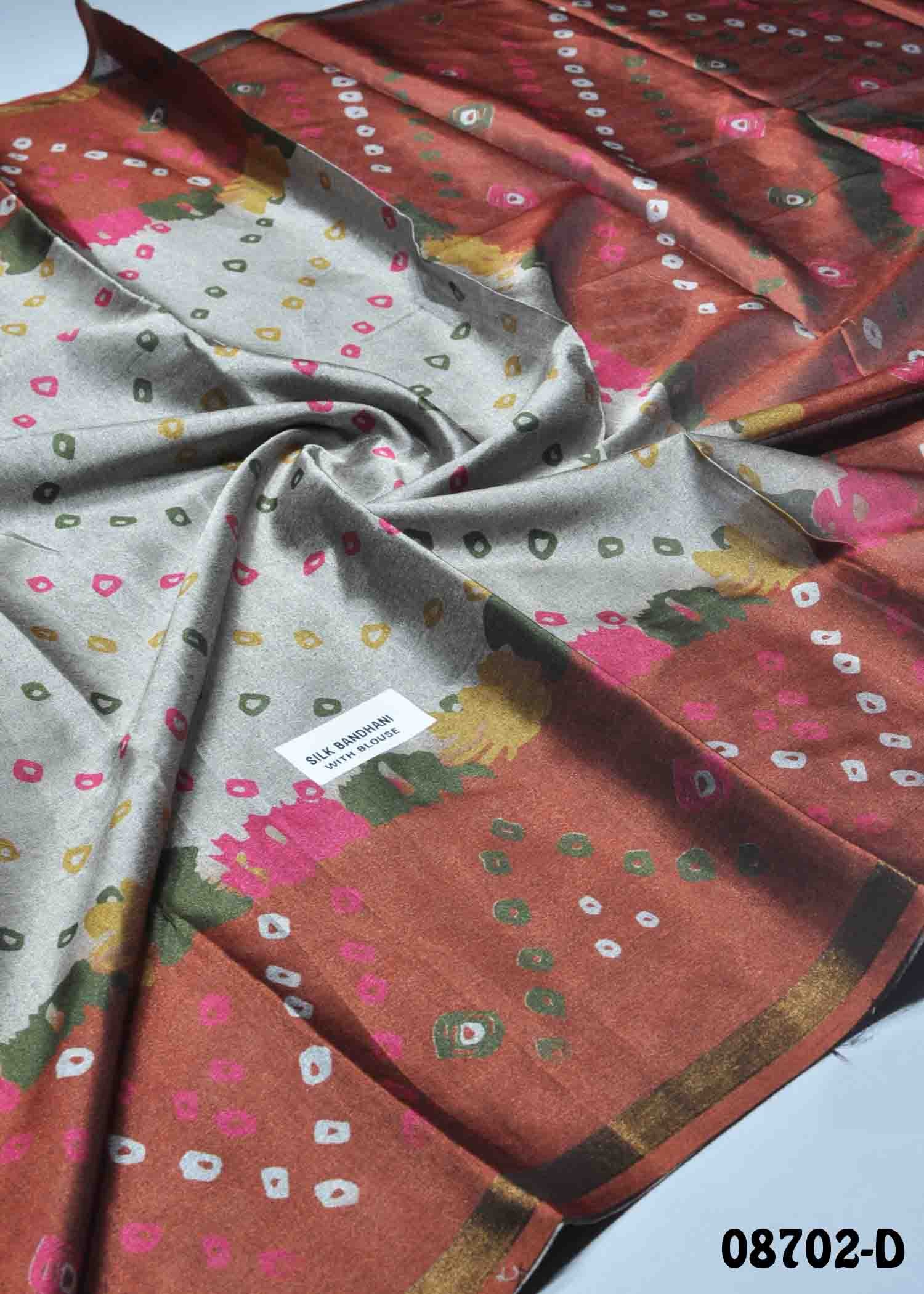 Anandhi - 08702-D Grey With BrickRed Color Excellent Fancy Cotton Saree CM1448211 (LR2B)
