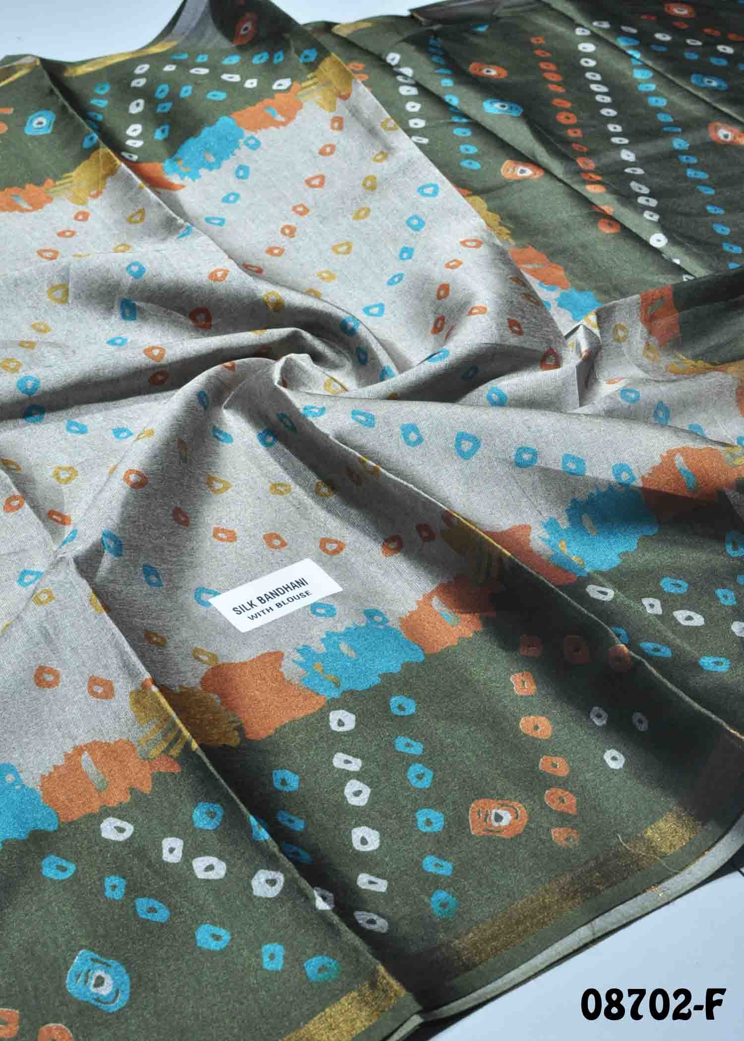 Anandhi - 08702-F Grey With Green Color Excellent Fancy Cotton Saree CM1448211 (LR2B)