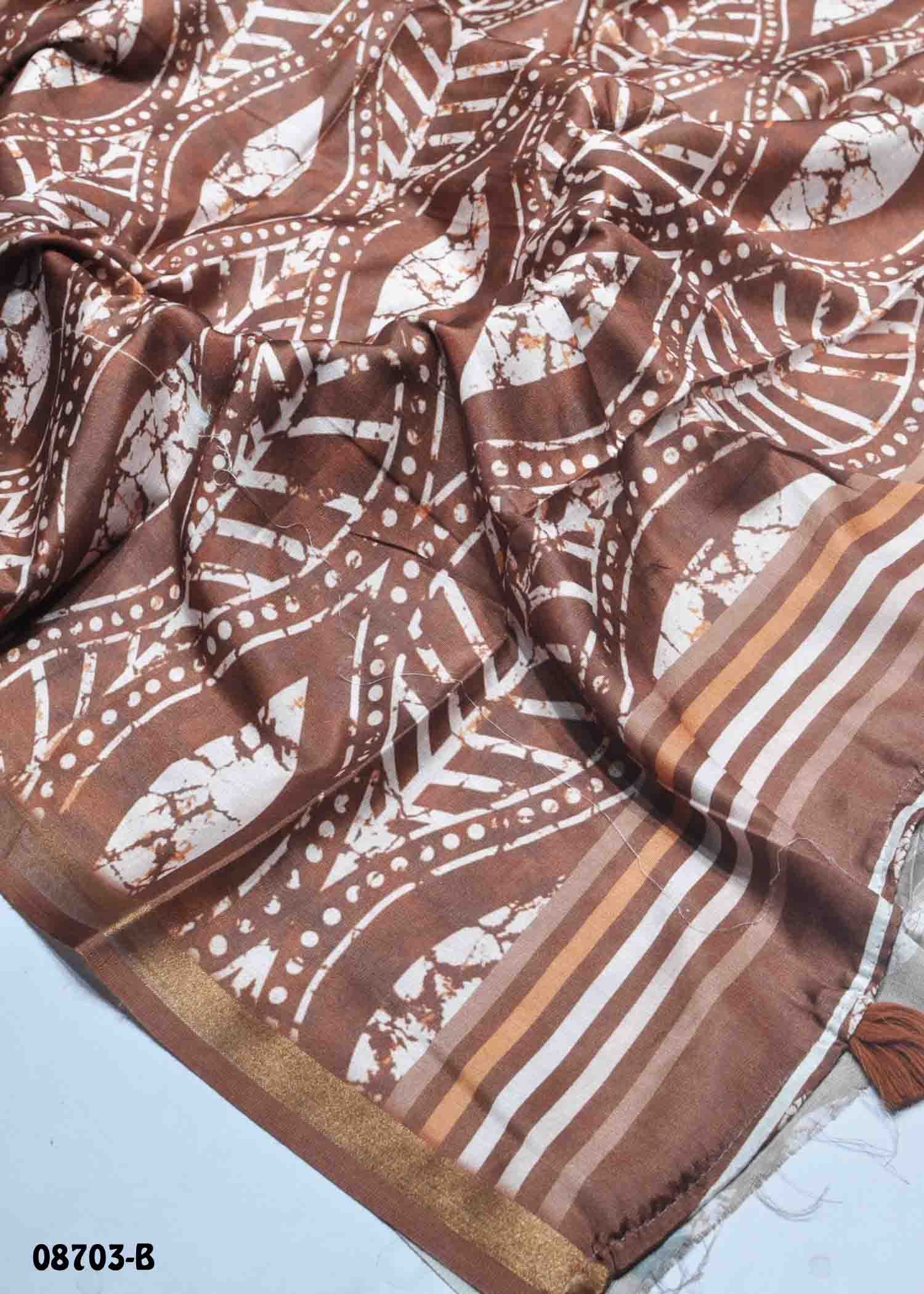 Nithya - 08703-B Brown Color Excellent Fancy Cotton Saree CM1452362 (LR2B)