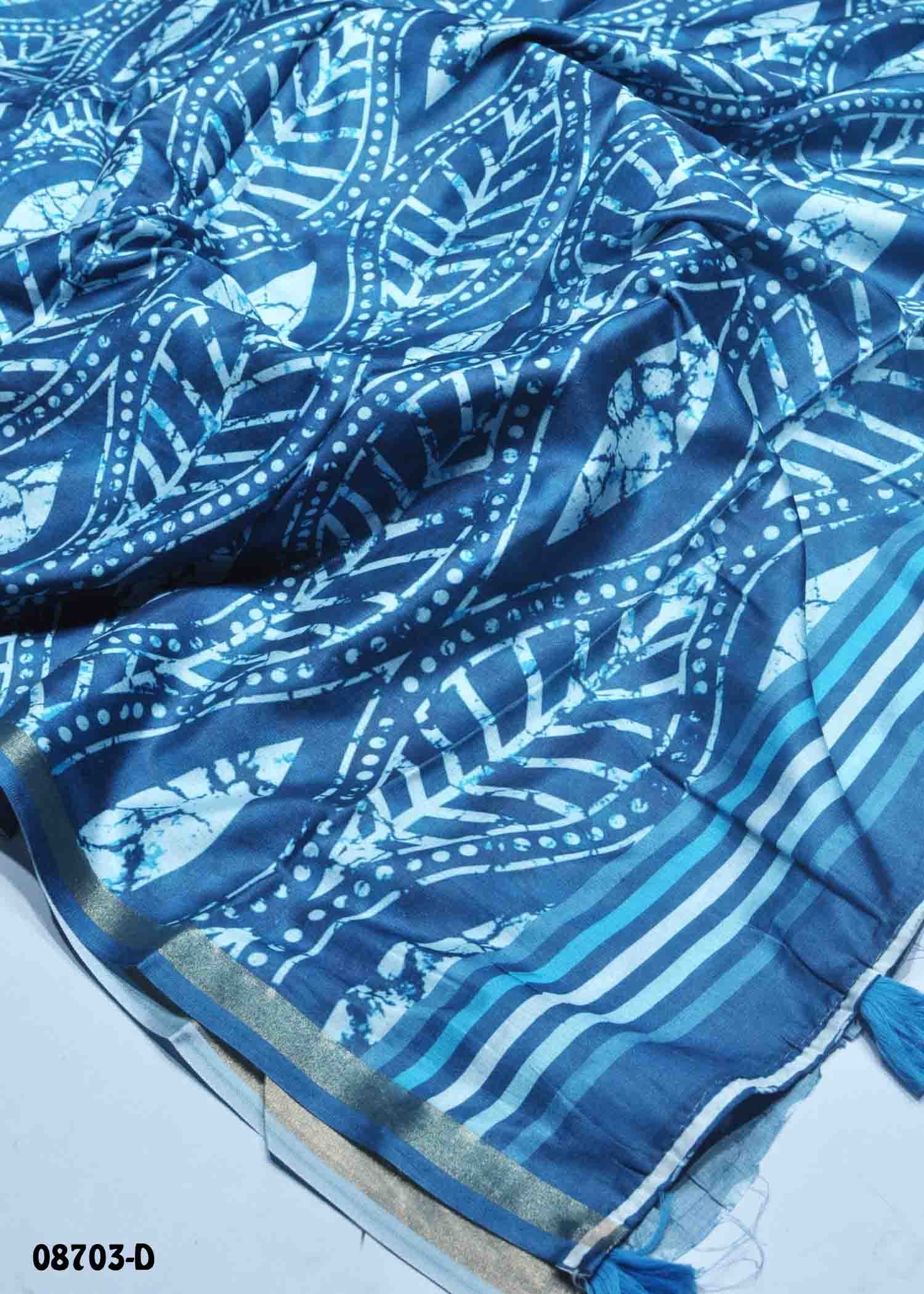 Nithya - 08703-D Blue Color Excellent Fancy Cotton Saree CM1452362 (LR2B)