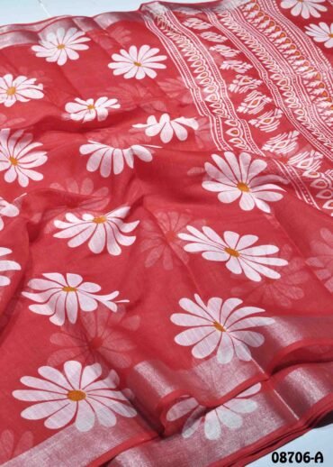 Nithya - 08706-A  Red Color Trendy Linen Saree CM1437988 (RR1E)