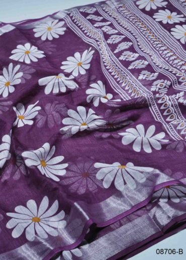 Nithya - 08706-B  Purple Color Trendy Linen Saree CM1437988 (RR1E)