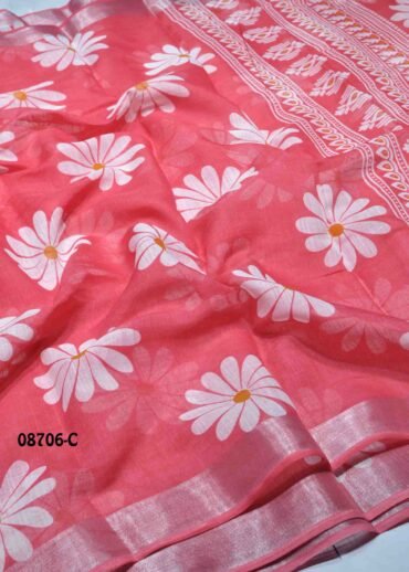 Nithya - 08706-C  Peach Color Trendy Linen Saree CM1437988 (RR1E)