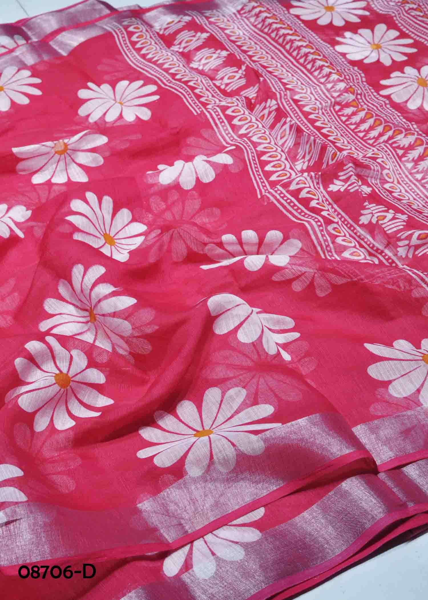 Nithya - 08706-D Pink Color Trendy Linen Saree CM1437988 (RR1E)