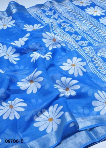 Nithya - 08706-E  Blue Color Trendy Linen Saree CM1437988 (RR1E)