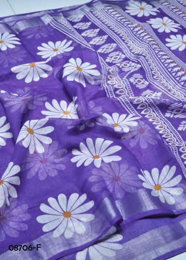 Nithya - 08706-F  Violet Color Trendy Linen Saree CM1437988 (RR1E)