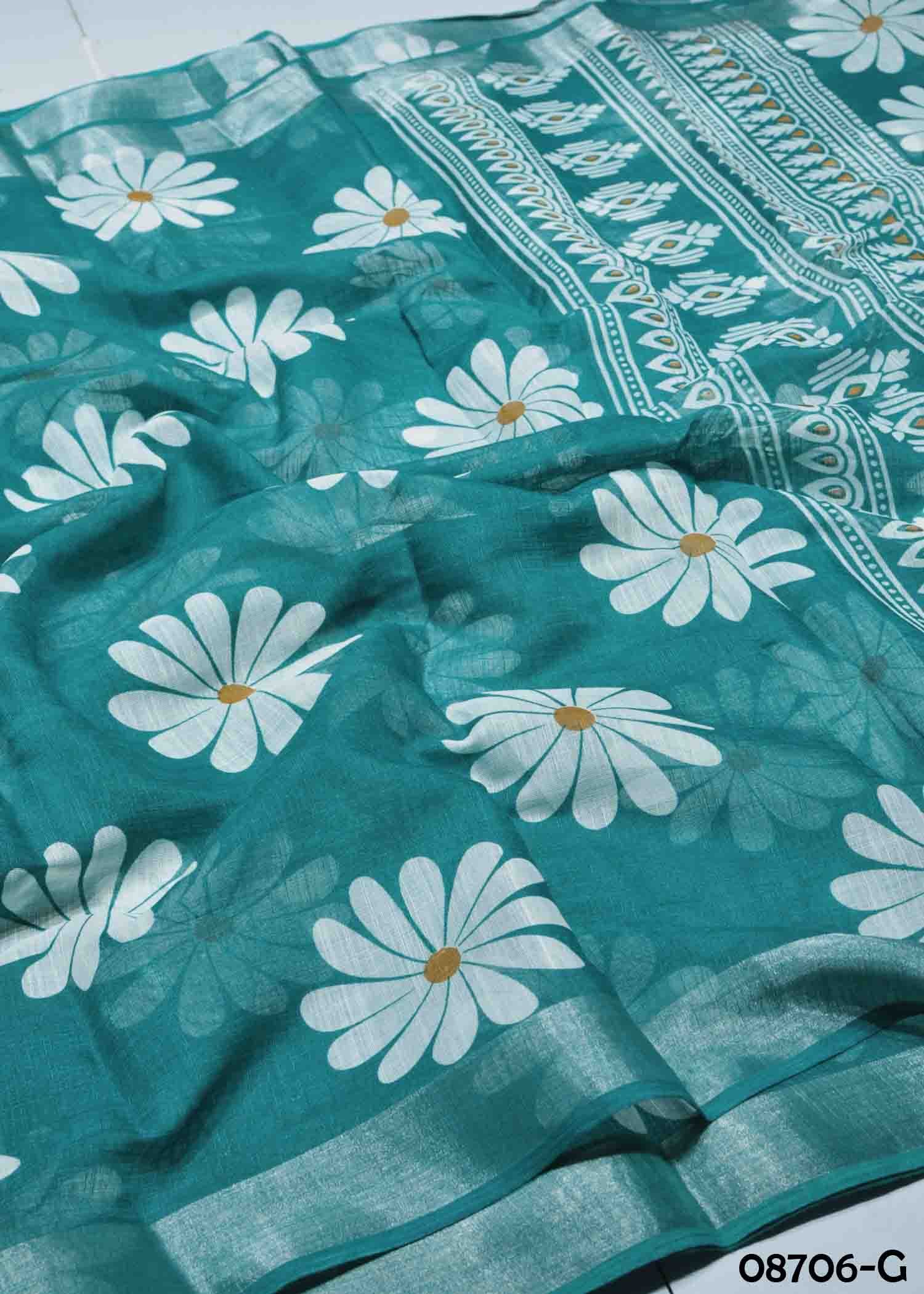 Nithya - 08706-G PineGreen Color Trendy Linen Saree CM1437988 (RR1E)