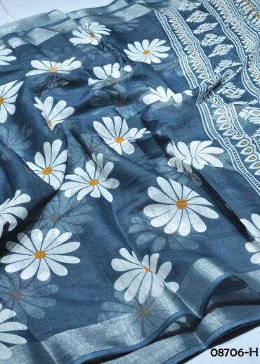 Nithya - 08706-H  Grey Color Trendy Linen Saree CM1437988 (RR1E)